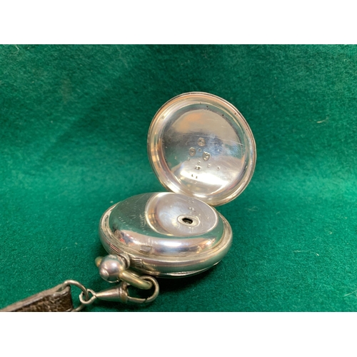 176 - SILVER FUSEE POCKET WATCH & LEATHER ALBE