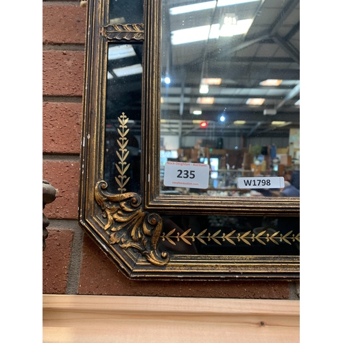 235 - VICTORIAN GLASS & GILT MIRROR