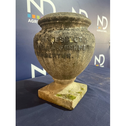 30 - CARVED MARBLE WEATHERED URN