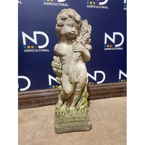 47 - COMPOSITE STONE GARDEN CHERUB