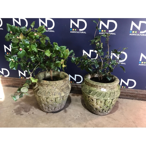 86 - PAIR OF COMPOSITE STONE PLANTERS