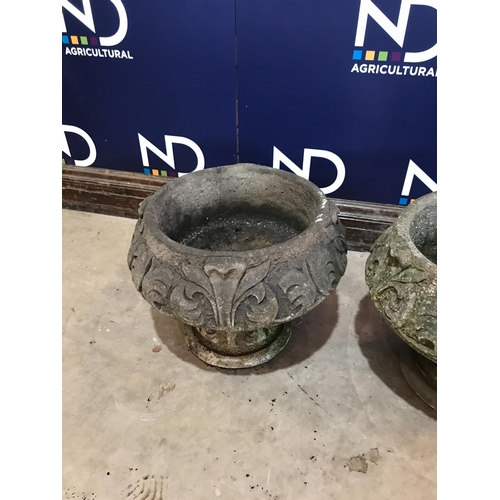 89 - PAIR OF COMPOSITE STONE WEATHERED GARDEN PLANTERS