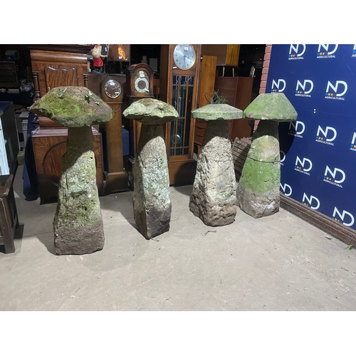 114 - 16TH CENTURY CARVED STADDLE STONES SET OF 4