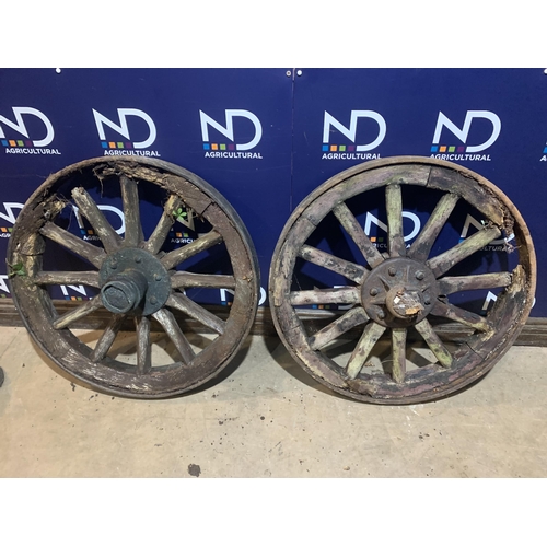 14 - LARGE WAGGON WHEELS