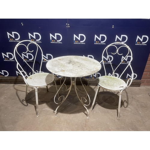 2 - WEATHERED GARDEN TABLE & CHAIRS