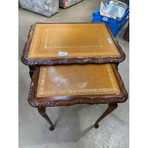 729 - LEATHER TOP DROP LEAF TABLE