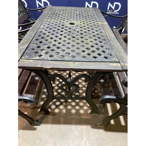 8 - WROUGHT IRON TABLE & BENCHES