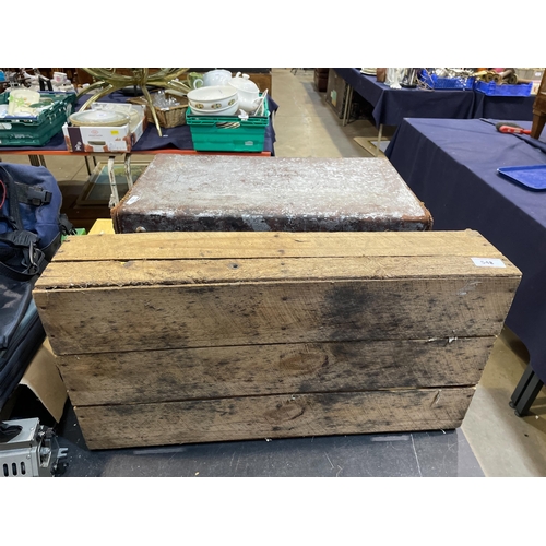 548 - WOODEN CRATE & TRUNK