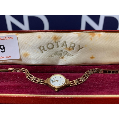 159 - ROTARY WATCH 9CT GOLD IN ORIGINAL PRESENTATION BOX