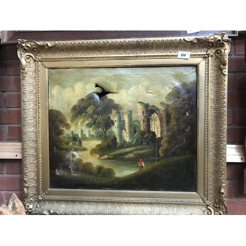 209 - OIL ON CANVAS IN GILT FRAME A/F