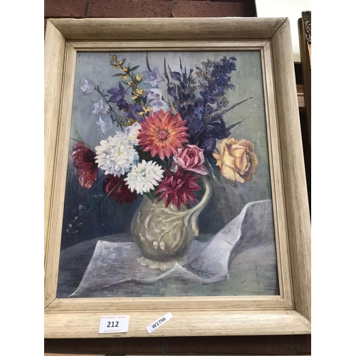 212 - FRENCH OIL ON BOARD FLOWERS