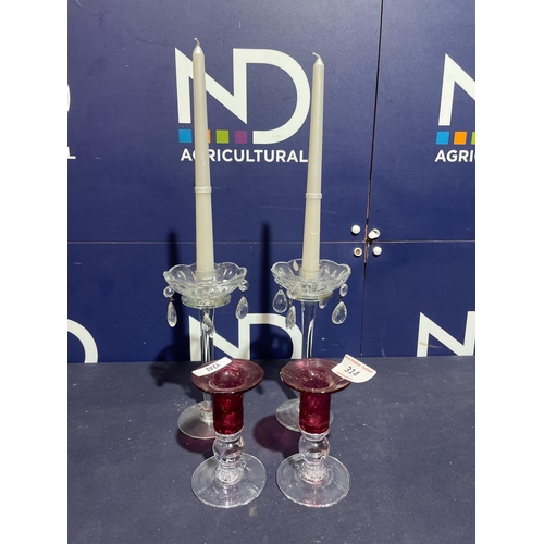 314 - GLASS CANDLESTICKS