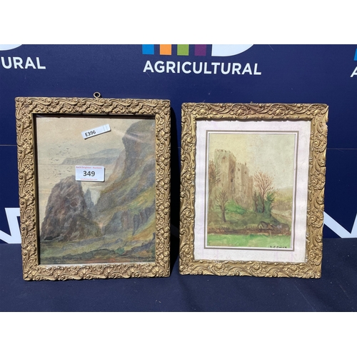 349 - WATERCOLOURS IN DECORATIVE FRAMES