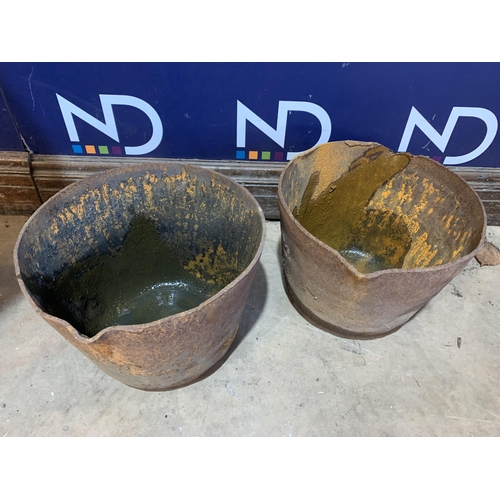 50 - 2 CAST COPPER POTS