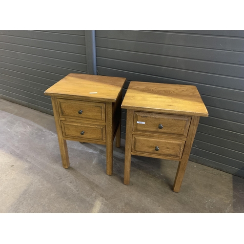 63 - 2 OAK BEDSIDE TABLES