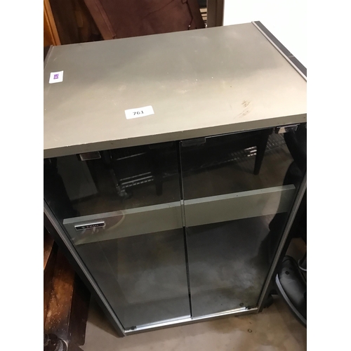 761 - GLASS FRONTED METAL CABINET