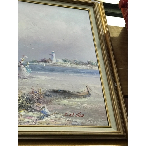 799 - LARGE OIL ON BOARD SIGNED J MILLER