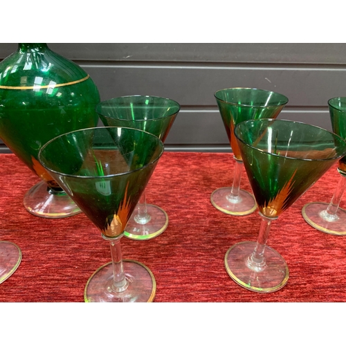 212 - ART DECO GLASS DECANTERS ETC