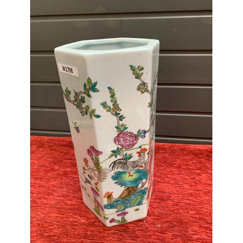 276 - HEXAGONAL ORIENTAL VASE