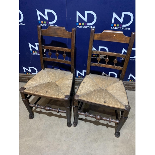 422 - PAIR OF RUSH SEAT KITCHEN CHAIRS