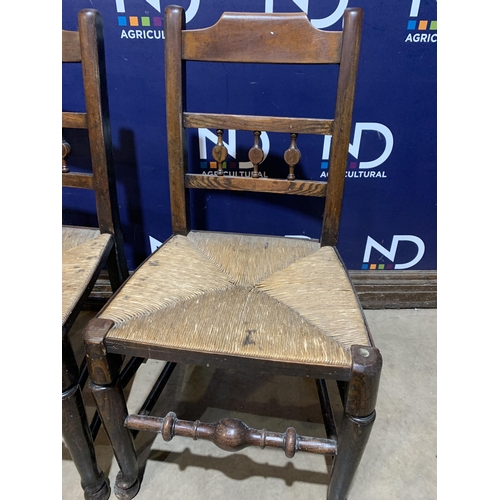 422 - PAIR OF RUSH SEAT KITCHEN CHAIRS