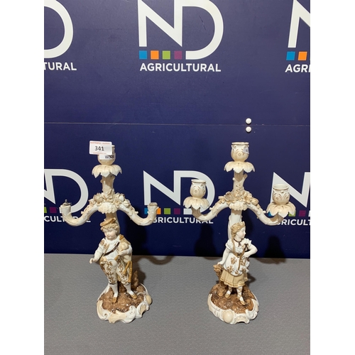 341 - PAIR OF DECORATIVE CANDLESTICKS