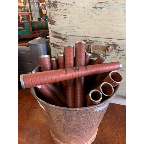 113 - METAL BUCKET & SPINDLES