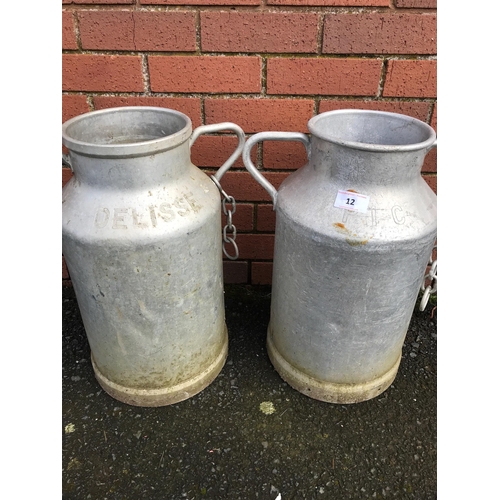 12 - PAIR OF GALVANISED MILK CHURNS