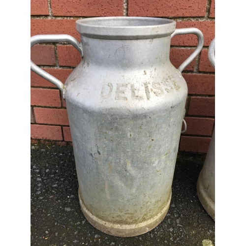 12 - PAIR OF GALVANISED MILK CHURNS