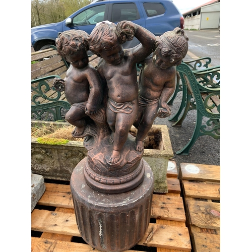 44 - GARDEN FIGURE OF 3 CHERUBS