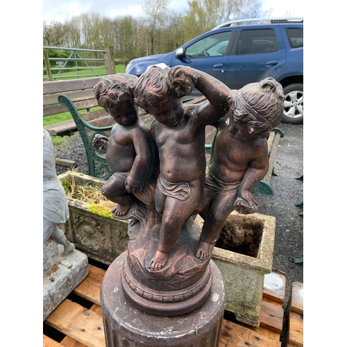 44 - GARDEN FIGURE OF 3 CHERUBS