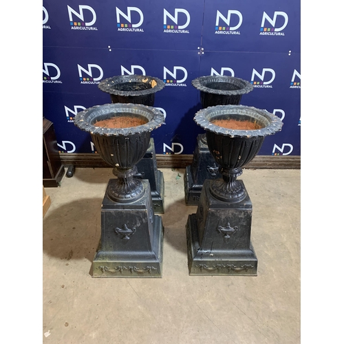 72 - 4 LARGE CAST IRON GARDEN URNS