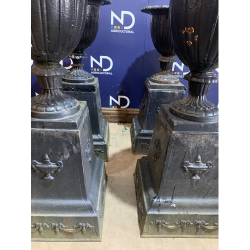 72 - 4 LARGE CAST IRON GARDEN URNS