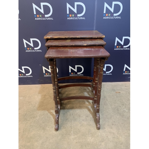 107 - ORIENTAL HAND PAINTED NEST OF TABLES