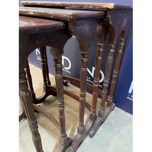 107 - ORIENTAL HAND PAINTED NEST OF TABLES