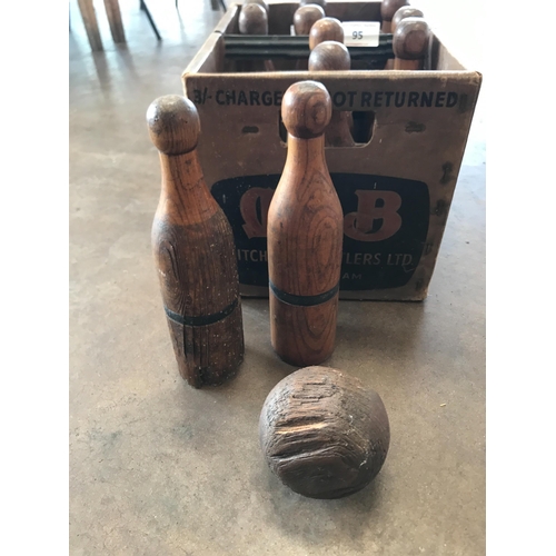 95 - VINTAGE WOODEN SKITTLES