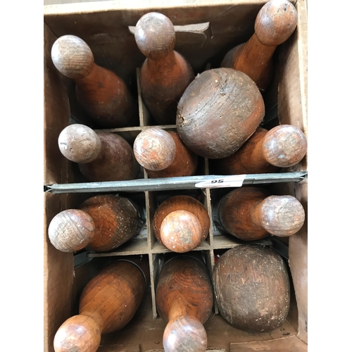 95 - VINTAGE WOODEN SKITTLES