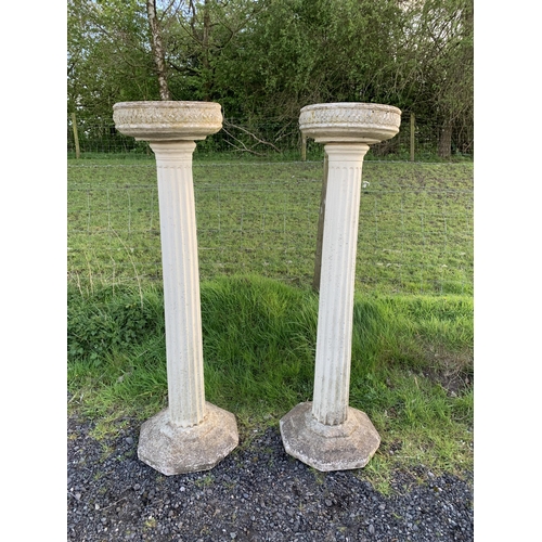 35 - PAIR OF LARGE COMPSITE STONE PILLARS