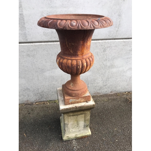 56 - LARGE CAST URN ON PLINTH