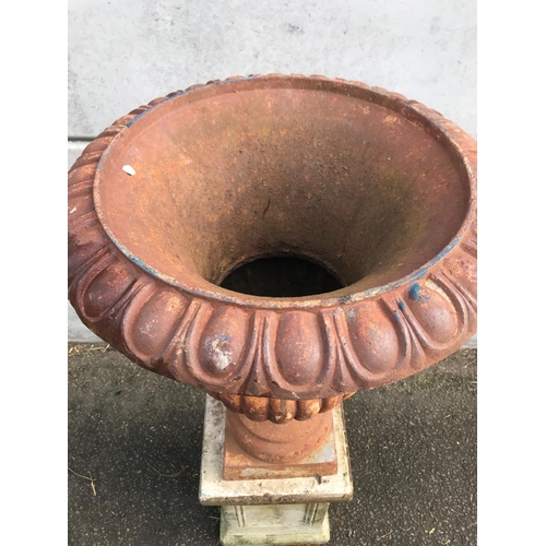 56 - LARGE CAST URN ON PLINTH