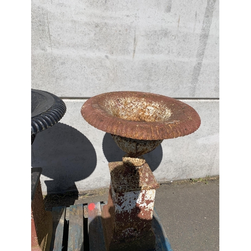 82 - PAIR OF VICTORIAN LARGE WEATHERED CAST URNS