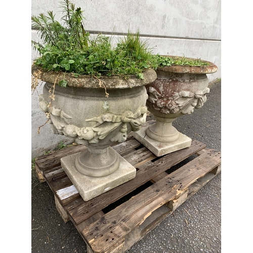 9 - PAIR OF HADLE STONE URNS