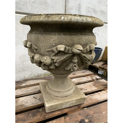 9 - PAIR OF HADLE STONE URNS