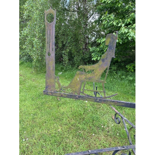 14 - LARGE WROUGHT IRON WEATHER VANE TIME KEEPER