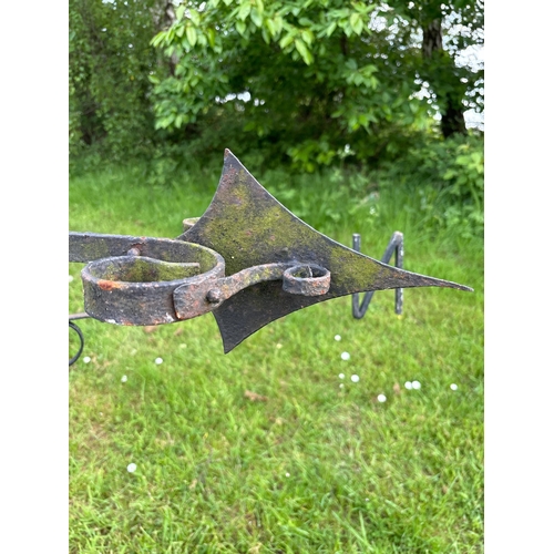 14 - LARGE WROUGHT IRON WEATHER VANE TIME KEEPER