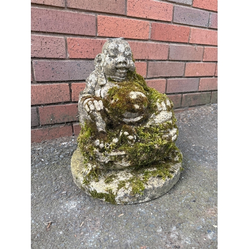 42 - LARGE COMPOSITE STONE BUDDAH