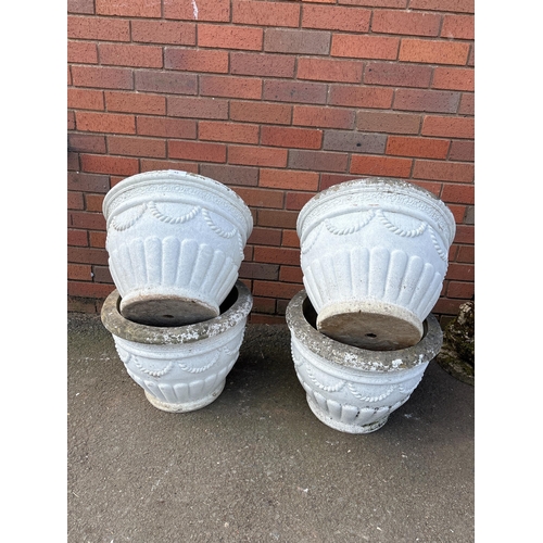 45 - SET OF 4 COMPOSITE STONE PLANTERS