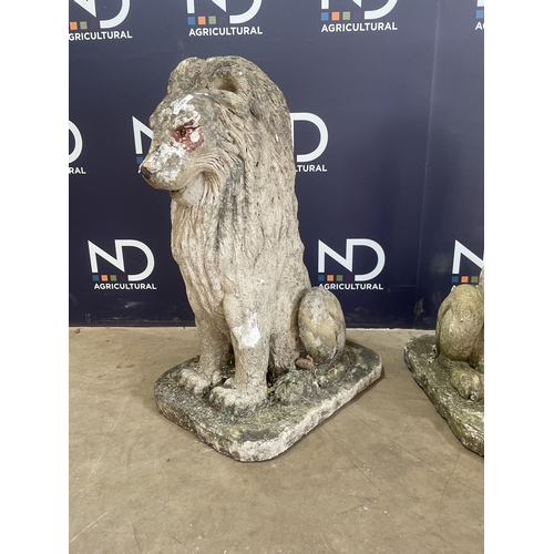 52 - PAIR OF EARLY COMPOSITE STONE LIONS