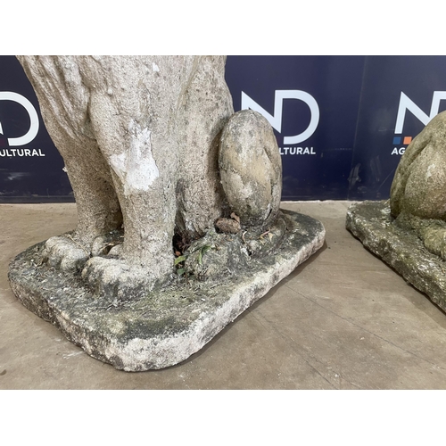 52 - PAIR OF EARLY COMPOSITE STONE LIONS