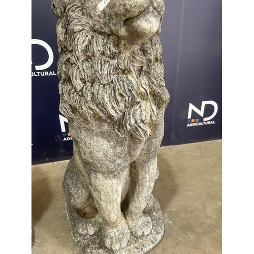 53 - PAIR OF COMPOSITE STONE LIONS